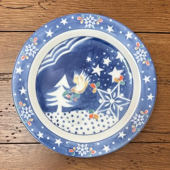 Epoch by Noritake Mr Snowman Blue and White Holiday Plate Set - Picture 9 of 10
